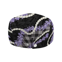 Black Hawaii Palaka Honohono Pikake Jeff Hat Hawaiian Orchid Lei Polynesian Pattern - Polynesian Pride