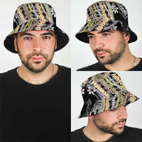 Black Palaka Hawaii Leis Bucket Hat Hawaiian-plaid Elegant Tropical Vibes LT14 - Polynesian Pride