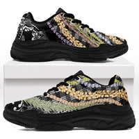 Black Palaka Hawaii Leis Chunky Sneakers Hawaiian-plaid Elegant Tropical Vibes