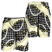 Black Palaka Hawaii Shorts for Men Kukui Nut Pikake Lei Hawaiian Tapa Pattern - Polynesian Pride