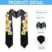 Black Polynesia Graduation Stole Plumeria Tropical Leaves With Galaxy Polynesian Art LT14 - Polynesian Pride