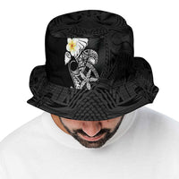 Black Samoa Tattoo Bucket Hat Plumeria Samoan Ocean Tatau Pattern - Polynesian Pride