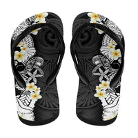 Black Samoa Tattoo Flip Flops Plumeria Samoan Ocean Tatau Pattern - Polynesian Pride