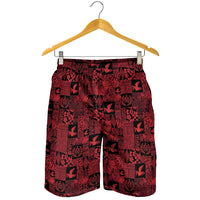 Black Tonga Kilisimasi Fiefia Shorts for Men Pacific Patchwork Xmas Vibes - Polynesian Pride