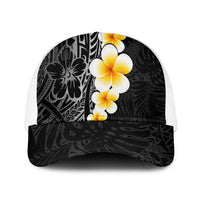 Black Tropical Plumeria With Galaxy Polynesian Art Baseball Net Cap LT14 One Size White Black - Polynesian Pride