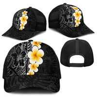 Black Tropical Plumeria With Galaxy Polynesian Art Mesh Trucker Cap - Polynesian Pride