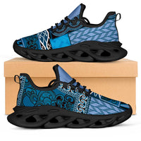 Blue Aotearoa Kowhaiwhai Pattern Clunky Sneakers NZ Maori Quilt Style - Polynesian Pride