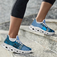 Blue Aotearoa Kowhaiwhai Pattern Clunky Sneakers NZ Maori Quilt Style - Polynesian Pride