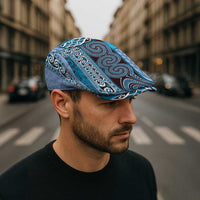 Blue Aotearoa Kowhaiwhai Pattern Jeff Hat NZ Maori Quilt Style - Polynesian Pride