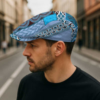 Blue Aotearoa Kowhaiwhai Pattern Jeff Hat NZ Maori Quilt Style - Polynesian Pride