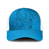 Blue Gradient Polynesia Baseball Net Cap Hawaiian Tribal Hammerhead Shark Tattoo LT14 One Size White Blue - Polynesian Pride