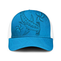 Blue Gradient Polynesia Mesh Trucker Cap Hawaiian Tribal Hammerhead Shark Tattoo - Polynesian Pride