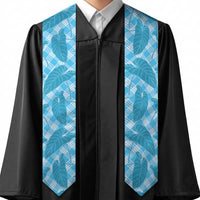 Blue Hawaii Kalo Palaka Motifs Graduation Stole Hawaiian Taro Leaves Elegant Vibes LT14 - Polynesian Pride