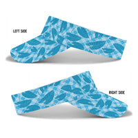 Blue Hawaii Kalo Palaka Motifs Sun Visor Cap Hawaiian Taro Leaves Elegant Vibes