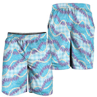 Blue Hawaii Palaka Honohono Pikake Shorts for Men Hawaiian Orchid Lei Polynesian Pattern - Polynesian Pride