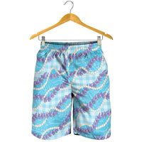 Blue Hawaii Palaka Honohono Pikake Shorts for Men Hawaiian Orchid Lei Polynesian Pattern - Polynesian Pride