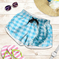 Blue Hawaii Palaka Shorts for Women Hawaiian Honohono Lei LT05 Blue - Polynesian Pride