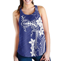 Blue Hawaii Women Racerback Tank Hammerhead Shark Tattoo Curve Polynesian - Polynesian Pride