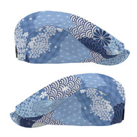 Blue Palaka Japanese Traditional Jeff Hat Asanoha Seigaiha Sakura Motif - Polynesian Pride