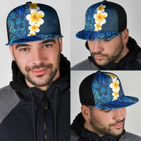 Blue Polynesia Mesh Trucker Cap Plumeria Tropical Leaves With Galaxy Polynesian Art - Polynesian Pride