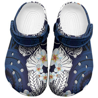 Blue Samoa Tattoo Clogs Shoes Plumeria Samoan Ocean Tatau Pattern - Polynesian Pride