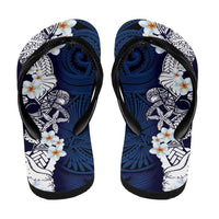 Blue Samoa Tattoo Flip Flops Plumeria Samoan Ocean Tatau Pattern - Polynesian Pride