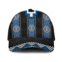 Blue Taniko Aotearoa Baseball Net Cap Niho Taniwha Mix Poutama LT14 One Size Black Blue - Polynesian Pride