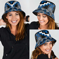 Blue Taniko Aotearoa Bucket Hat Niho Taniwha Mix Poutama LT14