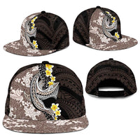 Brown and Black Hawaii Shark Tattoo Snapback Cap Puakenikeni Lei Plumeria Polynesian Pattern - Polynesian Pride