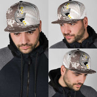 Brown and White Hawaii Shark Tattoo Snapback Cap Puakenikeni Lei Plumeria Polynesian Pattern - Polynesian Pride