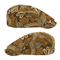 Brown Gold Monstera Jeff Hat Polynesian Tribal Pattern - Polynesian Pride