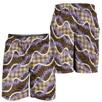 Brown Hawaii Palaka Honohono Pikake Shorts for Men Hawaiian Orchid Lei Polynesian Pattern - Polynesian Pride