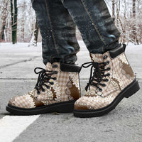 Brown Hawaii Tiare and Shell Lei All Season Boots Hawaiian Palaka Luxury Vibes - Polynesian Pride