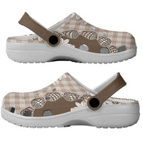 Brown Hawaii Tiare and Shell Lei Clogs Shoes Hawaiian Palaka Luxury Vibes - Polynesian Pride