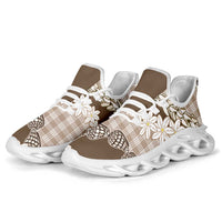 Brown Hawaii Tiare and Shell Lei Clunky Sneakers Hawaiian Palaka Luxury Vibes - Polynesian Pride