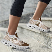 Brown Hawaii Tiare and Shell Lei Clunky Sneakers Hawaiian Palaka Luxury Vibes - Polynesian Pride