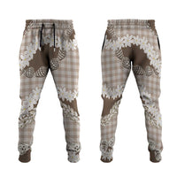 Brown Hawaii Tiare and Shell Lei Jogger Pants Hawaiian Palaka Luxury Vibes - Polynesian Pride