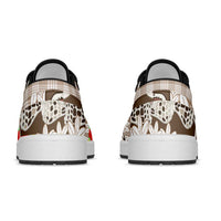 Brown Hawaii Tiare and Shell Lei Low Sneakers Hawaiian Palaka Luxury Vibes - Polynesian Pride