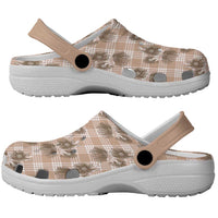 Brown Palaka Hawaii Clogs Shoes Hawaiian Lehua Blossoms