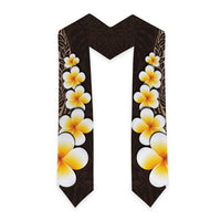 Brown Polynesia Graduation Stole Plumeria Tropical Leaves With Galaxy Polynesian Art LT14 - Polynesian Pride
