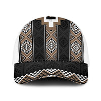 Brown Taniko Aotearoa Baseball Net Cap Niho Taniwha Mix Poutama LT14 One Size White Brown - Polynesian Pride