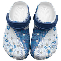 Bula Fiji Clogs Shoes Blue Plumeria Masi Tapa Pattern LT05 Blue - Polynesian Pride