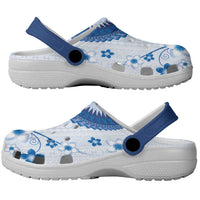 Bula Fiji Clogs Shoes Blue Plumeria Masi Tapa Pattern LT05 - Polynesian Pride