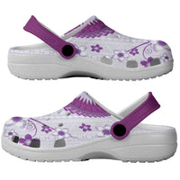 Bula Fiji Clogs Shoes Violet Plumeria Masi Tapa Pattern LT05 - Polynesian Pride