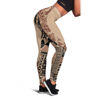 Bula Fiji Leggings Tribal Masi Tapa - Beige
