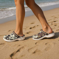 Bula Fiji Masi Clogs Shoes Tapa Tropical Hibiscus Half Stylized - Polynesian Pride