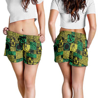 Cook Islands Mere Kiritimiti Shorts for Women Pacific Patchwork Xmas Vibes - Polynesian Pride