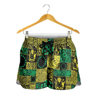 Cook Islands Mere Kiritimiti Shorts for Women Pacific Patchwork Xmas Vibes - Polynesian Pride