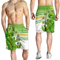 Cook Islands Va'a Race Shorts for Men Te Tatau Tattoos Sporty Style Green-White Color LT03 - Polynesian Pride