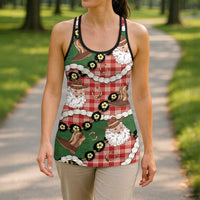 Cowboy Hawaii Mele Kalikimaka Hollow Tank Top Paniolo Kukui Nut Pikake Lei Red Version - Polynesian Pride